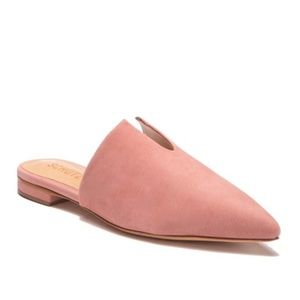 SCHUTZ Kirsten Poppy Rose Nubuck Leather Mules